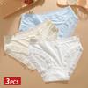 3PCS/Set Seamless Panties Ice Silk Lace Perspective Briefs Ultra Thin Breathable Underwear Cool Summer Female Sexy Lingerie