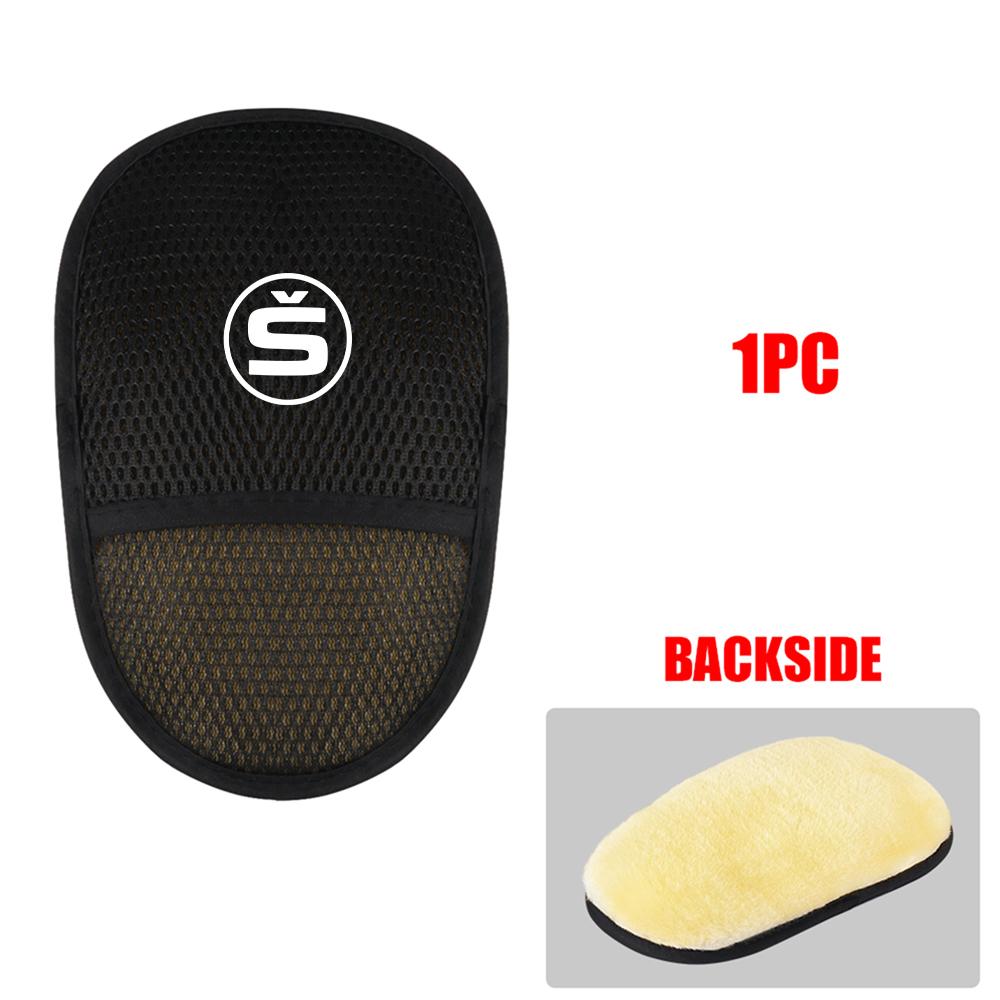 AAAAB1 1/2pc Wool Soft Car Washing Gloves Cleaning Brush Car Wash Tools For Skoda Rapid Scala Kodiaq Fabia Kamiq Karoq Octavia A5 S VII