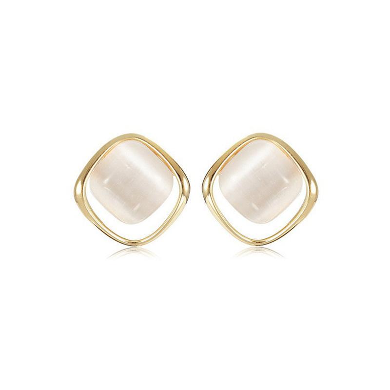 1 пара геометрических серег «кошачий глаз» с камнем, простые квадратные серьги, ювелирные изделия