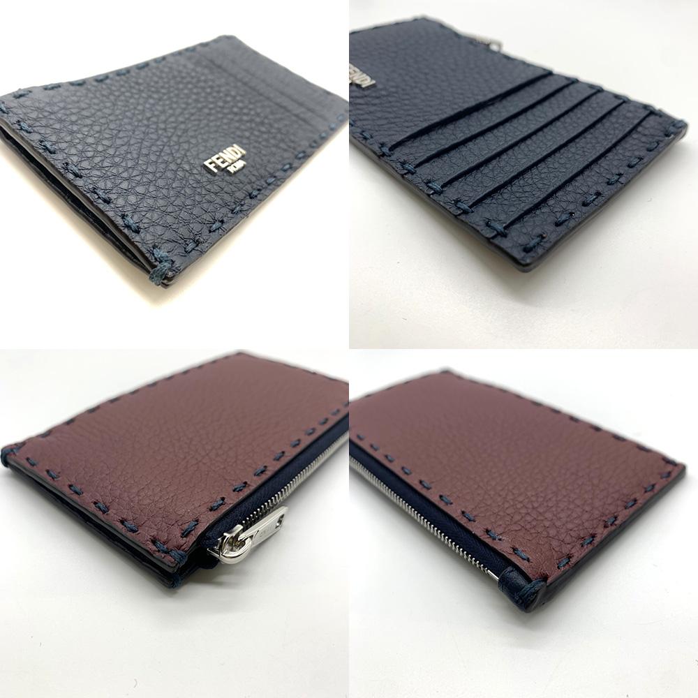 Used FENDICard Case wine Calfskin unisex