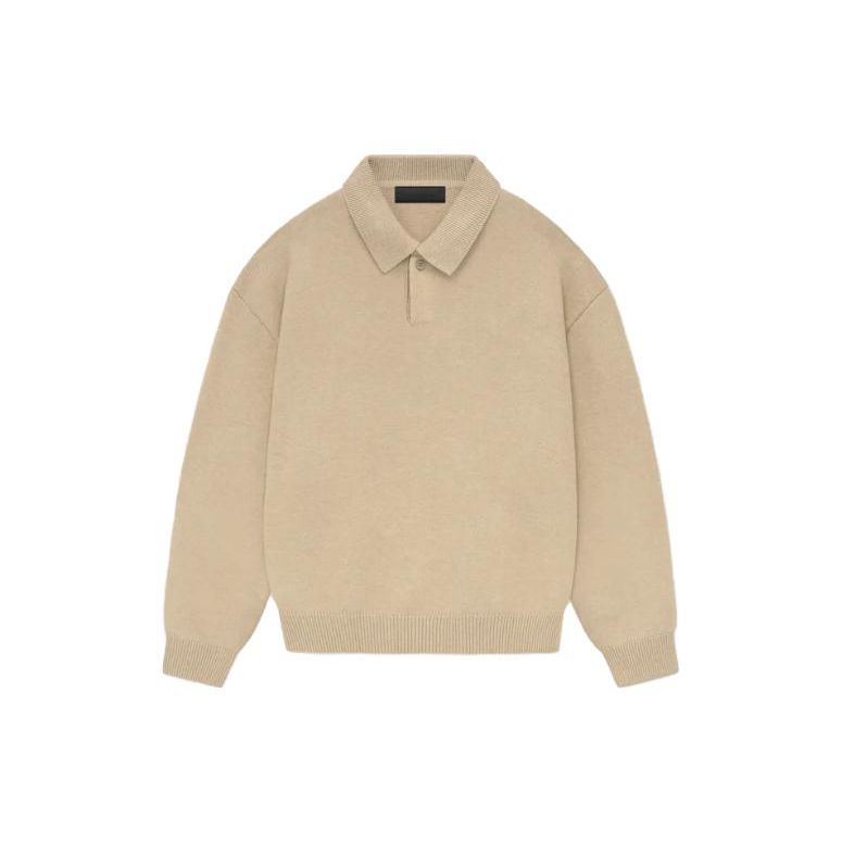 Fear of God Essentials Вязаное поло Золотистый меланж Мужские топы Бежевый 192BT232183F
