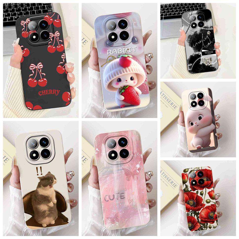 For Xiaomi Redmi Note 14 Pro+ 5G Case Cherry Print Cute Butterfly Soft Silicone Cover For Redmi Note 14Pro Plus 5G 6.67" Bumper