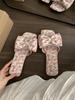 Flat-bottomed bow French small cool slippers fairy shoes 2025 new summer vacation beach shoes yellow sandals