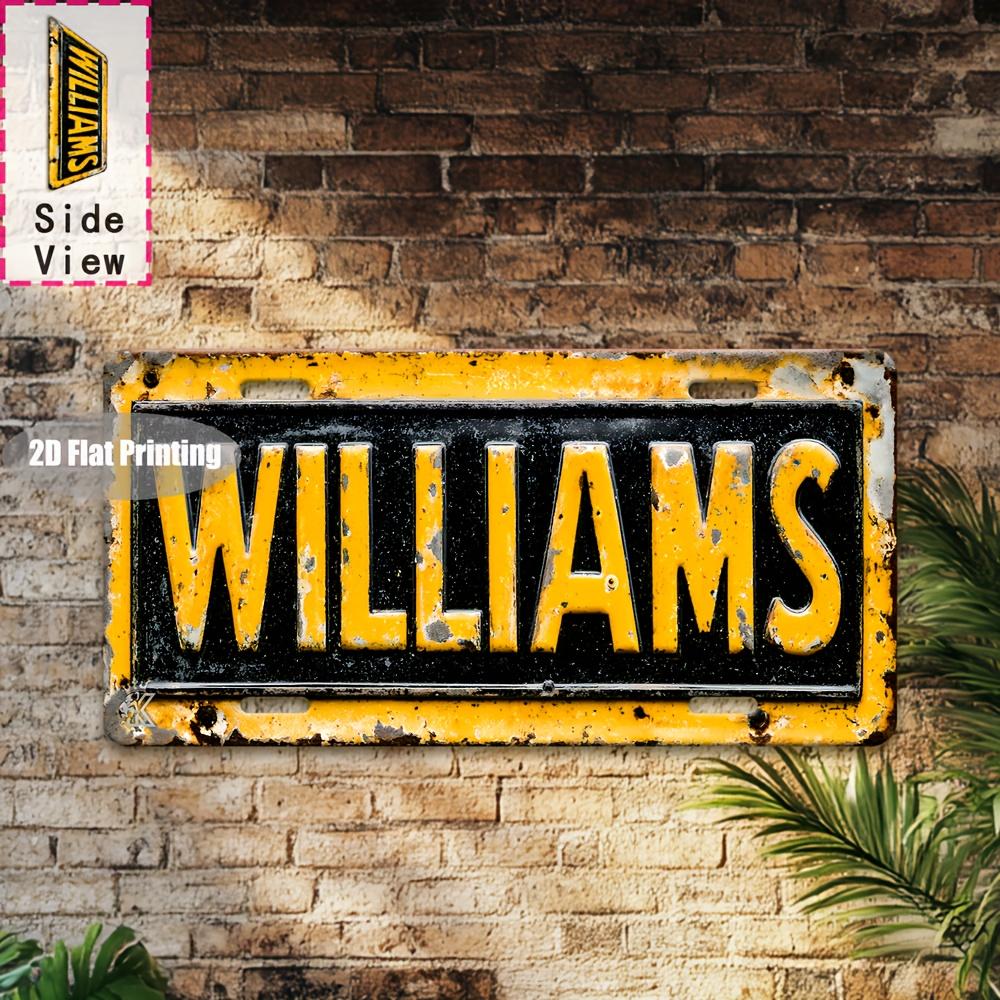 Печать D Flat Наружные вывески и Настенное искусство пк Винтажная Фамилия WILLIAMS для Бара Гаража Кафе Мужской уголок Гостиная
