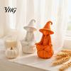 Halloween Witch Figurine 3D Printed Meditating On Pumpkin Base, Minimalist Fantasy Theme Room Accents Autumn Desktop Statue, DIY Paintable Ornament