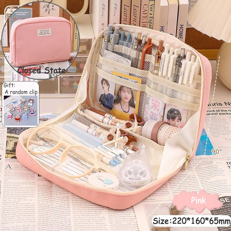 Large Capacity Pencil Case Kawaii Pencil Boxes For Girls Cute Korean Stationery School Supplies Pen Pouch Organizer