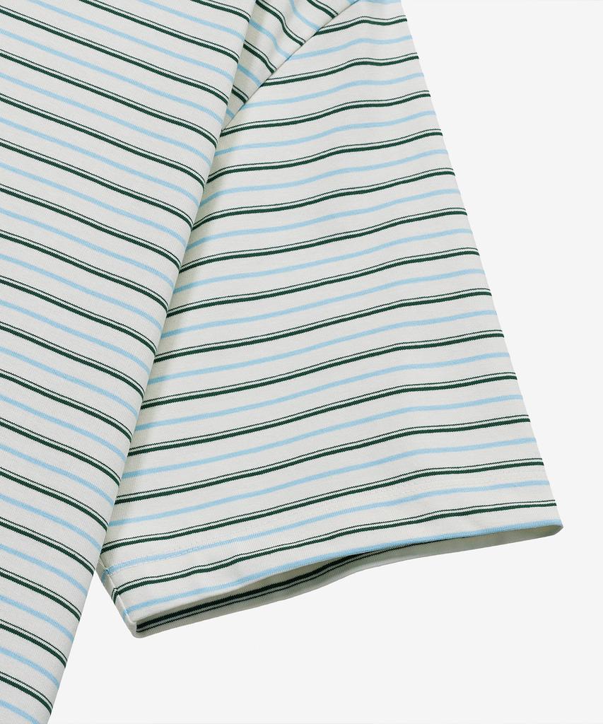 MINDBRIDGE Green Multi-Stripe Semi-Oversized Short-Sleeve T-Shirt