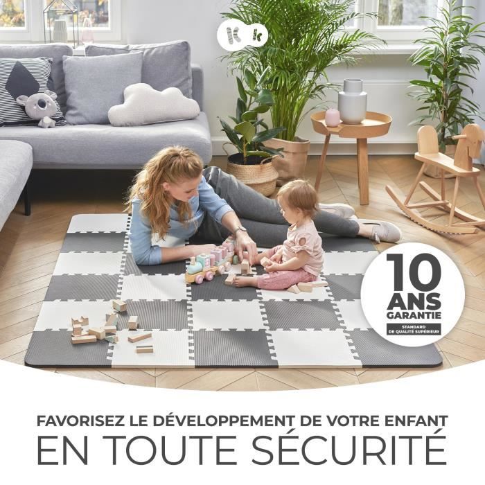 Tapis En Mousse 1er Âge Kinderkraft LUNO - Puzzle Bébé - Noir Et Blanc