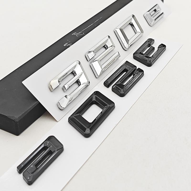 AAAOQ1 3D ABS Chrome Car Letters Logo 320e Rear Trunk Badge Emblem Sticker For BMW 3 Series EV 320e Auto Tail Marking Accessories