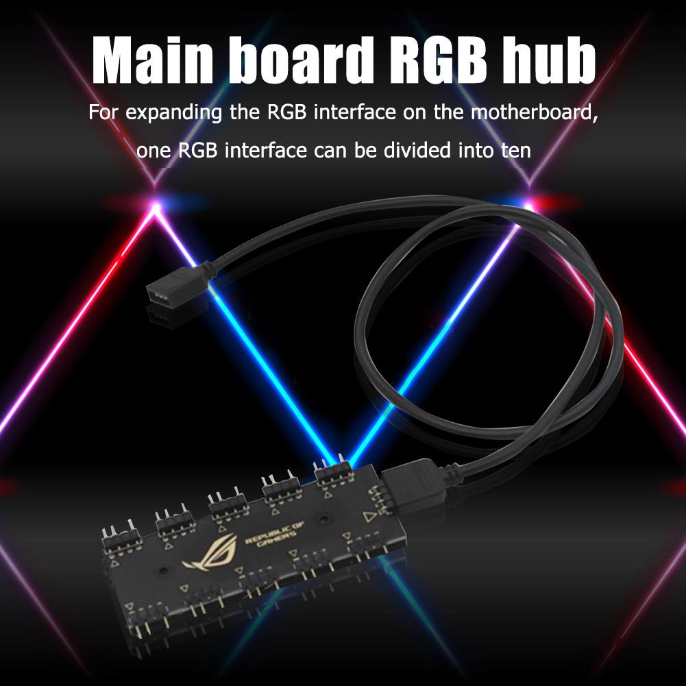 10-портовый RGB-хаб-разветвитель для материнской платы GIGABYTE AURA, кабель-удлинитель для RGB-вентиляторов, одновременное питание, синхронизация подсветки