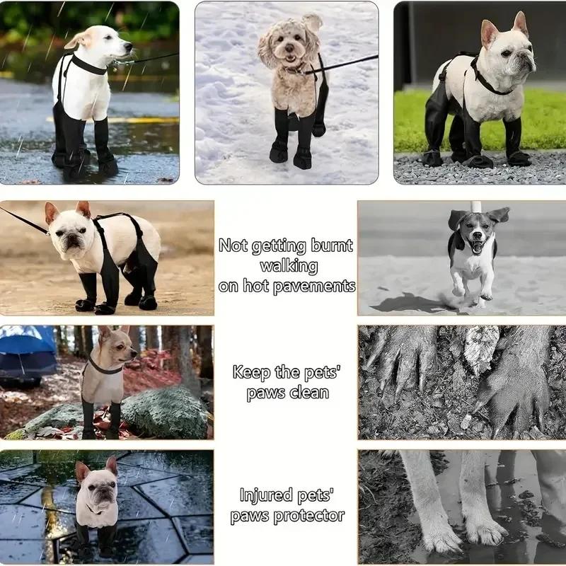 Обувь для домашних собак, водонепроницаемые регулируемые ботинки для собак, обувь для домашних животных с дышащей подошвой, для прогулок на свежем воздухе, мягкая защита для лап французского бульдога