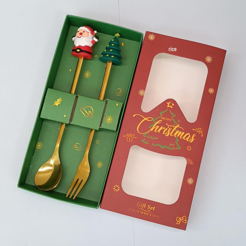 ZISIZ Stainless Steel Christmas Tree Stirring Spoon Set