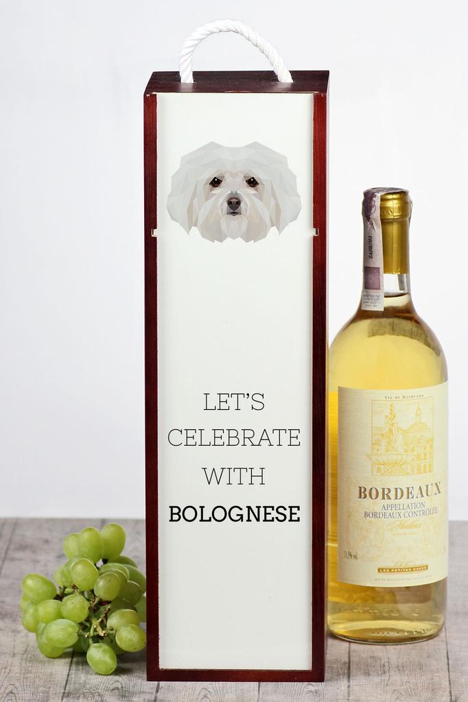 Bolończyk, Bolognese - Geometryczne Pudełko Ze Zdjęciem I Napisem Na Wino Marki Art-Dog