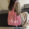 Полосатая холщовая сумка через плечо с буквенным дизайном, вместительная, повседневная, минималистичная и универсальная