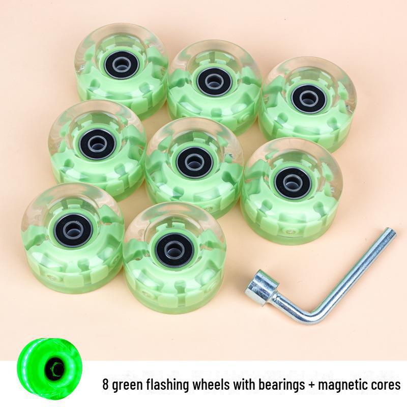 Luminous Double-Row Roller Skates with Colorful Wheels & PU Shock-Absorbing Outdoor Skates