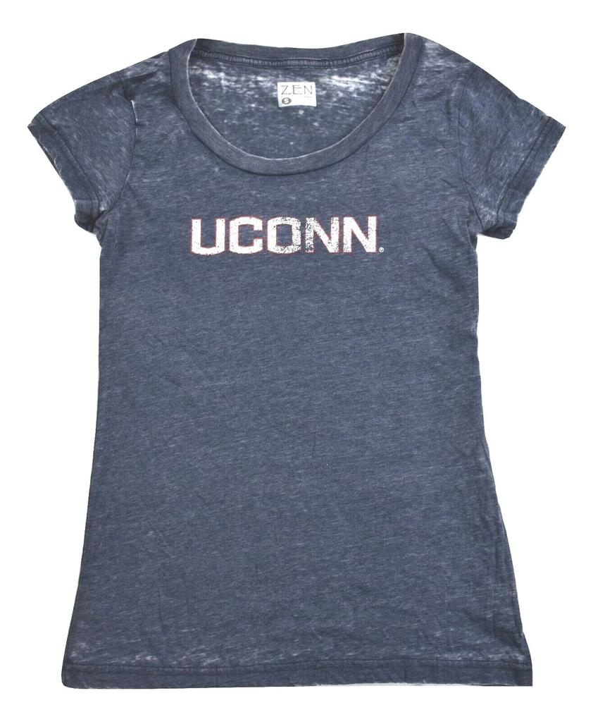 Дзен от J. Женская полувыгоревшая футболка Uconn Huskies из Америки Новая Большой размер