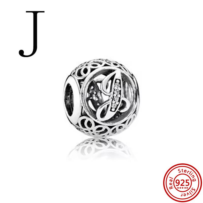925 Чистая медь Символ бесконечности Полый Круг A-Z 26 Букв Алфавита Сияющие Циркониевые Бусины Подходят для Оригинального Браслета с Шармами Pantaro