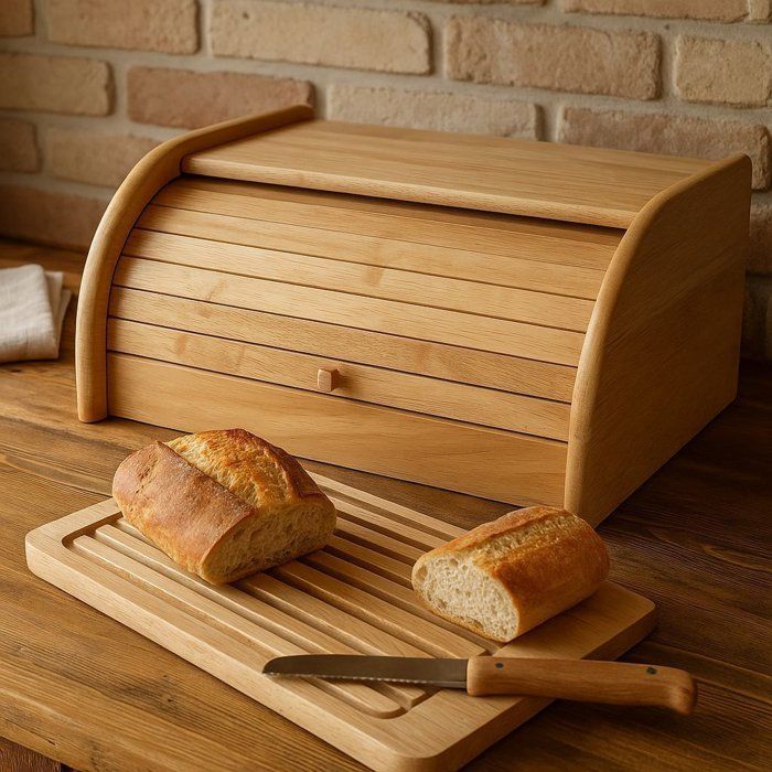 Boîte à pain - COSY & TRENDY - Avec couvercle - 40 x 27 x 18 cm - Bois