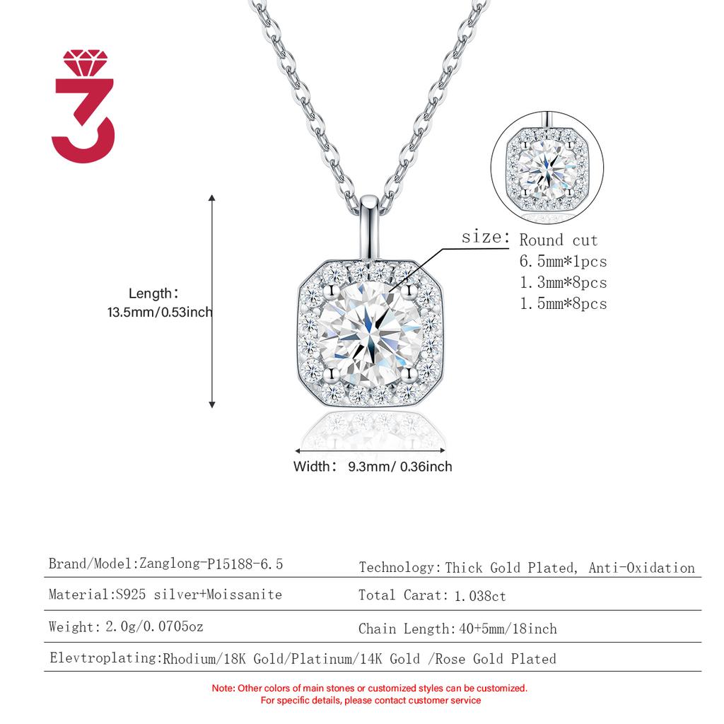 Minimalist S925 Silver VVS Moissanite GRA Certificate Thin Round Cable Link Chain Birthday Gift Hot Selling Cushion Neck Chain