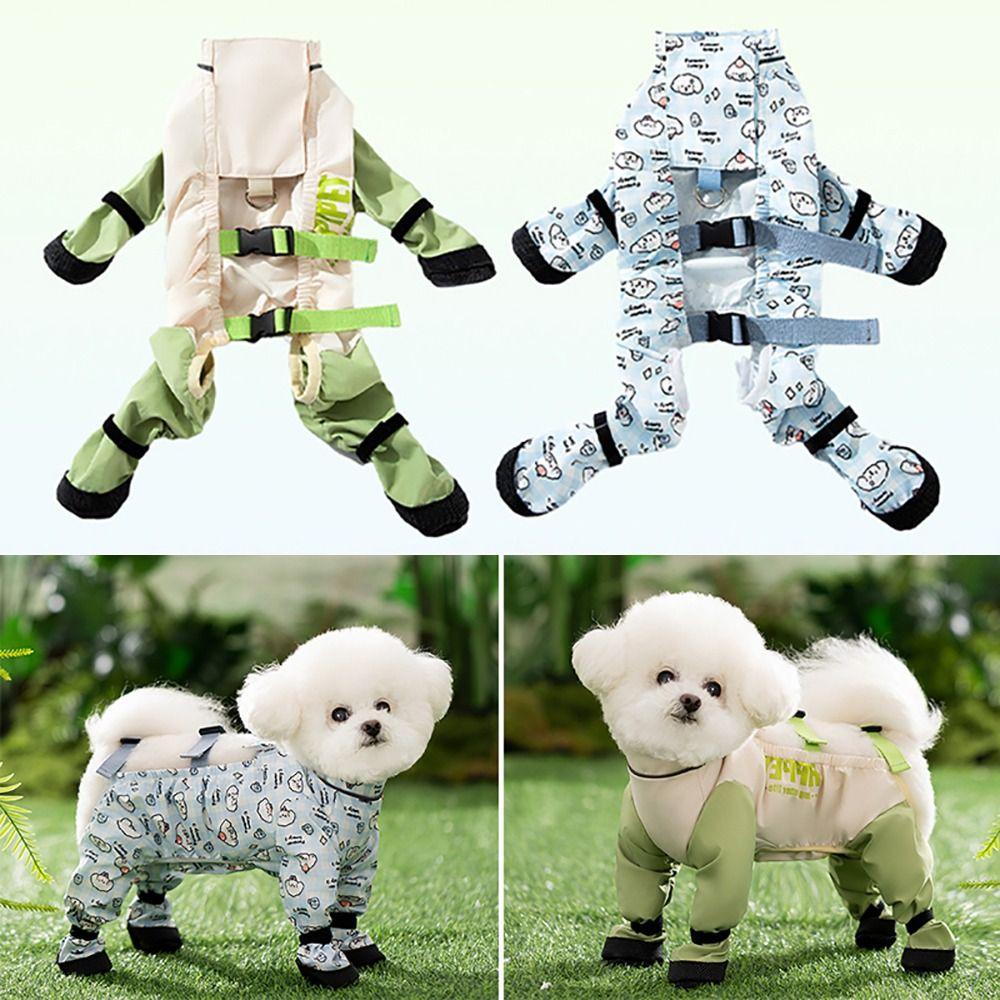 Reflective Stripe Dog Four-Legged Pants Back Adjustable Dog Jumpsuit Shoes Pet Strolling