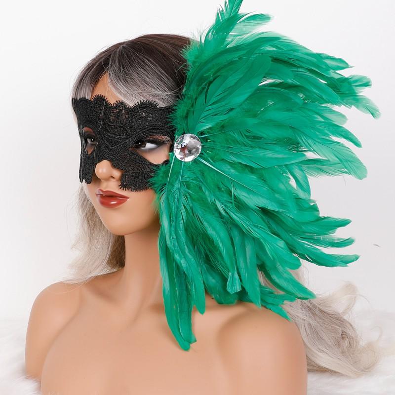 Gothic Feather Half Face Mask Sequined Sexy Masquerade Halloween Party
