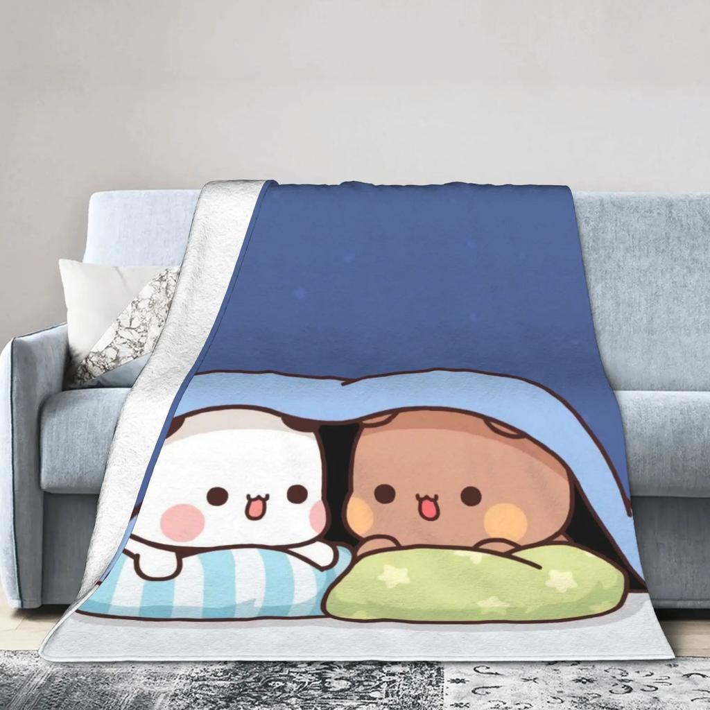 Cute Bubu Dudu Plush Throw Blanket Super Warm Flannel Bedspread for Kids and Adults Living Room or Bed Cover