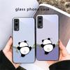 Милый и очаровательный панда Для vivo Y100 Y33s Y03 Y36 Y35 Y52 Y72 Y55 Y16 Y76 Y75 Y72 5G iQOO 12 Z9 Turbo Черный Стеклянный Чехол для Телефона