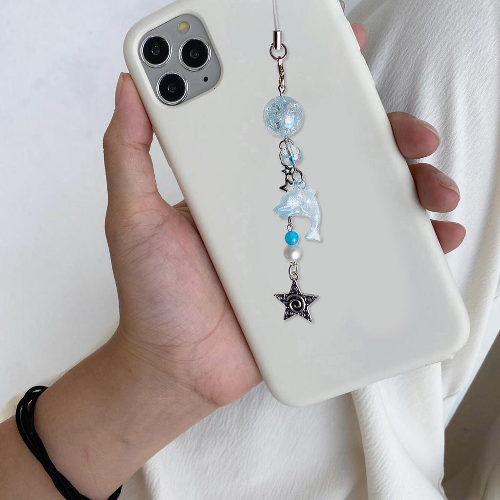 Милый кулон-подвеска с дельфином из бисера, шарм для мобильного телефона, цепочка для телефона, функциональный брелок-украшение, кольцо для ключей для сумки, кошелька, рюкзака