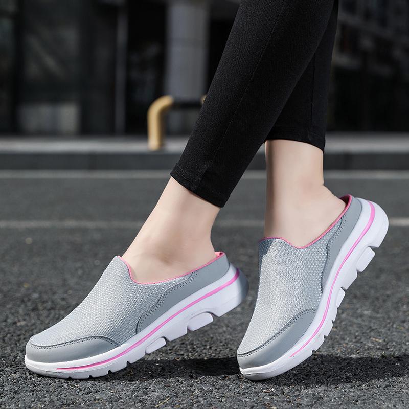 Men/Women's Interior Slippers Men's Half Slippers Summer Mesh Meter-breathable Men's Black Slippers