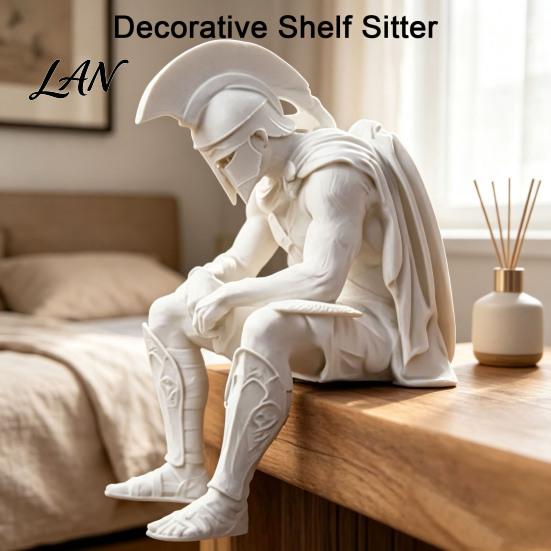 Living Room Table Decor Sitting Roman Centurion Statue, Shelf Sitter Soldier Figurine, Unique Personalized Gifts Ancient Armored Warrior Ornament for