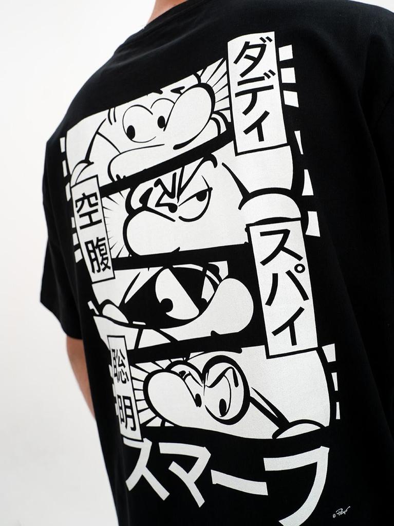 Smurfs Cartoon Men's Oversized Short Sleeve T-Shirt Black L