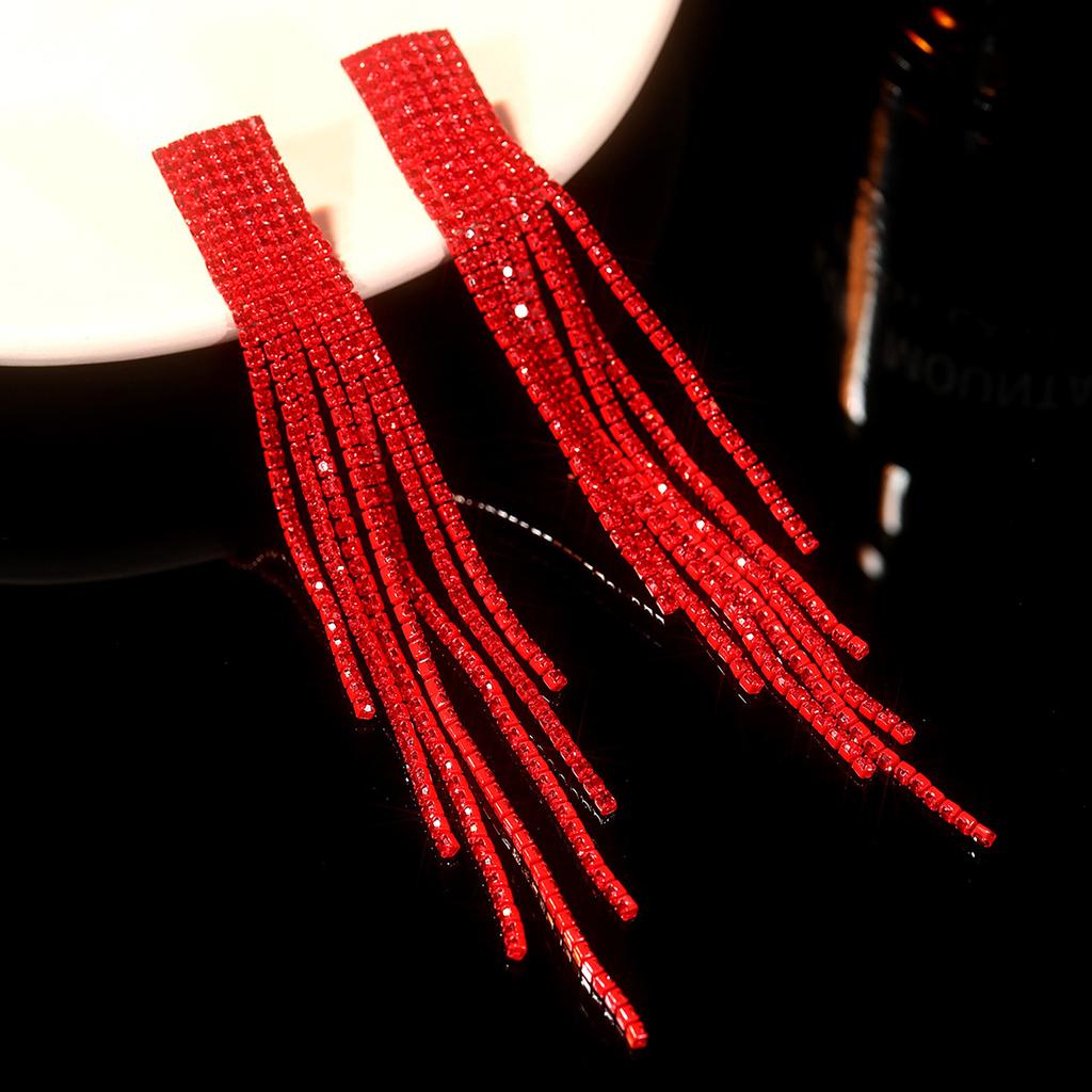 Модные красные супер-вспышки с бриллиантами, длинные серьги-кисточки, серьги Senior Sense Temperament, женские серьги, 1 пара