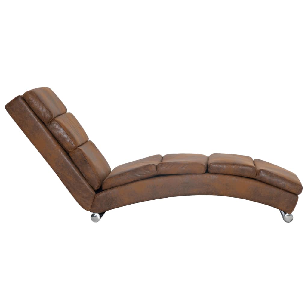 Chaise Longue in Brown Suede Look