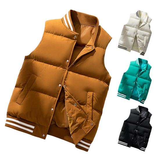 Осенне-зимний мужской жилет, ветрозащитный жилет с воротником-стойкой, свободная куртка без рукавов с хлопковой подкладкой для повседневной носки