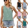 2025 Spring and Summer New Round Neck Hollow Pleated Women's Vest Sleeveless T-shirt Top