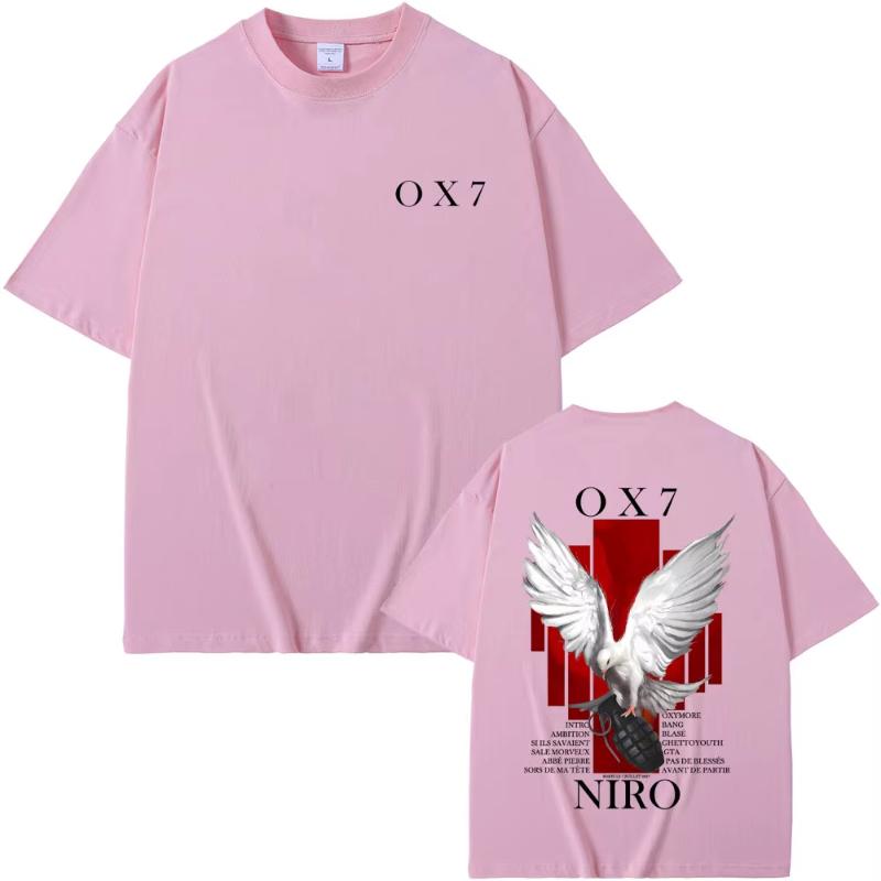 Men Women Rapper Niro OX7 Album Pattern Printed T-shirt Hip-hop Fashion Pop Music Casual Cotton Short Sleeved Street Wear