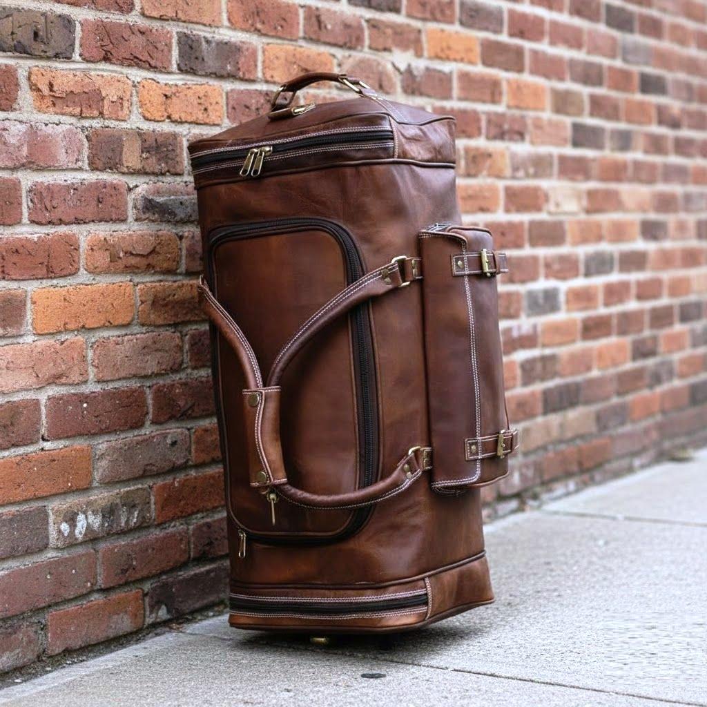 Кожаная спортивная сумка Кожаная дорожная сумка для багажа Сумка для выходного дня, семейная праздничная сумка