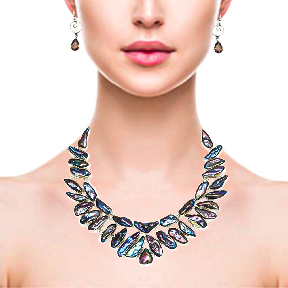 Ожерелье и комплект ювелирных изделий из титана Viva Pearl Smoky Quartz 18-20''