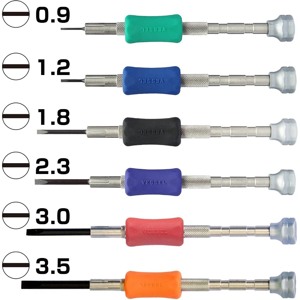 Vessel Precision Screwdriver Set 6 Sizes Flat Head TD-55