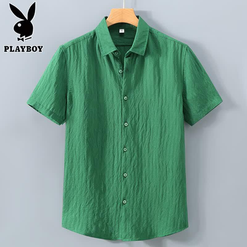 PLAYBOY Мужская повседневная рубашка с коротким рукавом в японском стиле