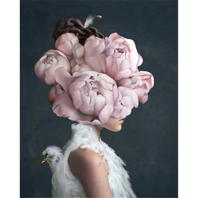 40x50cm Oil Painting By Numbers Flower Women DIY Paint By Numbers Girl On Canvas Home Decoration Diy Frame Digital Painting