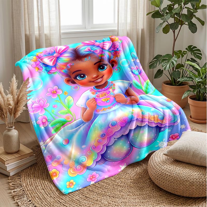 Fairy in a Magical Garden Theme blanket Lightweight Warm Flannel Blanket Decorative Throw Blanket for Home Decoration
