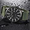 Men Boy Round Dial Nylon Strap Band Military Date Quartz Wrist Watch Gift