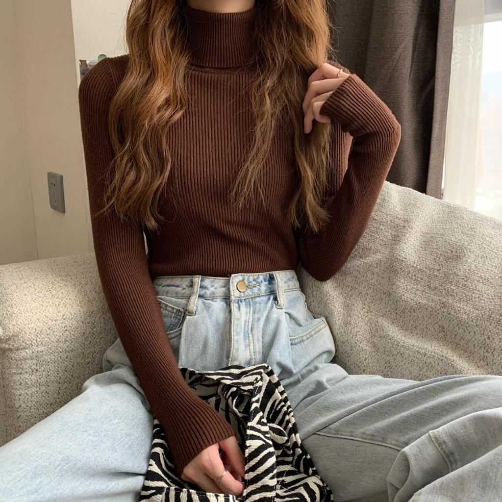 Ребристый пуловер, женский свитер, джемпер, зимняя тонкая водолазка, вязаные свитера, женский мягкий теплый трикотаж с длинными рукавами, свитер