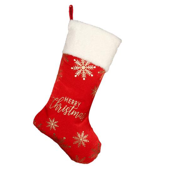 1 шт. Большой рождественский носок с вышивкой Merry Christmas, золотой снежинкой, Рождественской елкой, подвеской, мешочком для конфет
