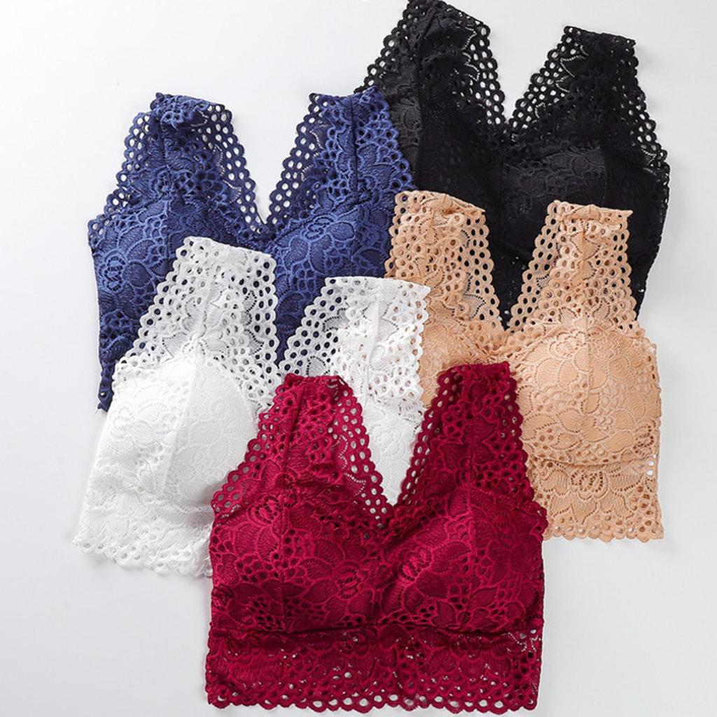 Женский бюстгальтер с кружевной цветочной вышивкой, широкий плечевой ремень, эластичный полые мягкие беспроводные мягкие дышащие пуш-ап, однотонное женское нижнее белье с V-образным вырезом