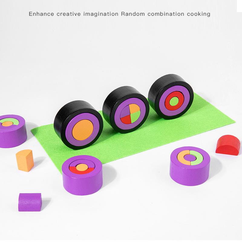 Sushi master building block children's toys, parent-child board game wooden challenge level toys