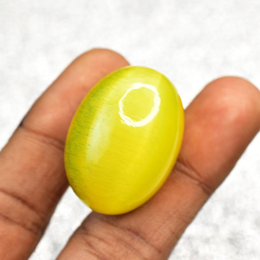 100.60 Ct Natural Yellow Cat’s Eye Cabochon Cut Unique Loose Gemstone