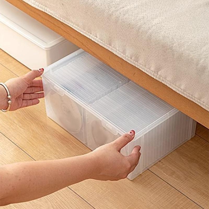 Прозрачный и пыленепроницаемый ящик для хранения компакт-дисков, домашний ящик для хранения DVD-дисков, компакт-дисков, комиксов, ящики для хранения, полки с защелкивающейся крышкой