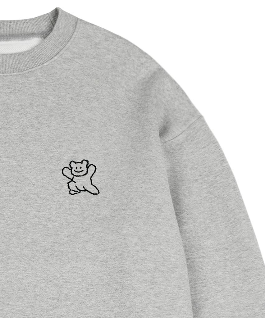 GRAVER [Unisex] Small Line Bear Smile Sweatshirt_Gray